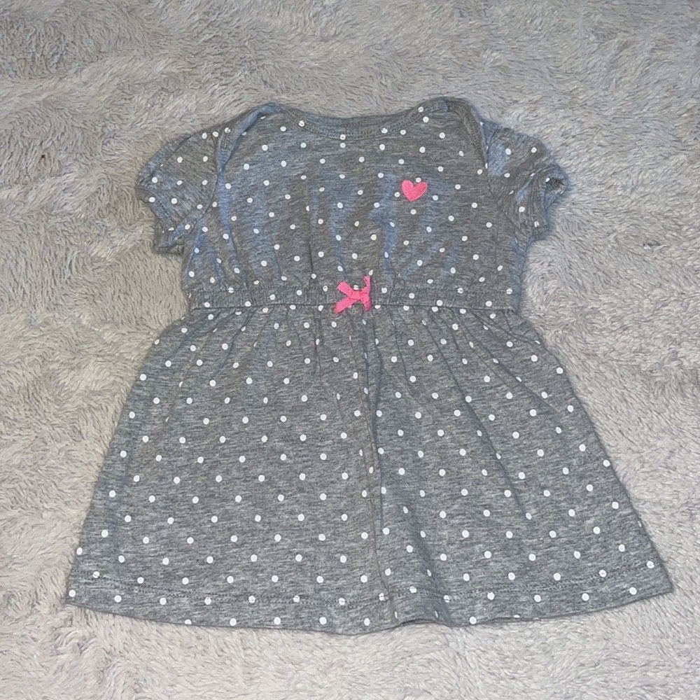 (3 for $10) carters gray polkadot dress 9 months baby girl